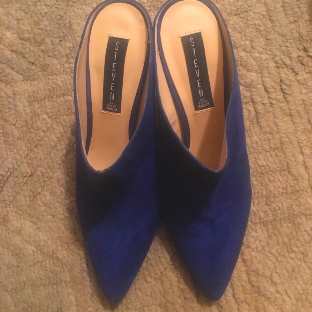 Blue Steven by Steve Madden slip-on mule booties